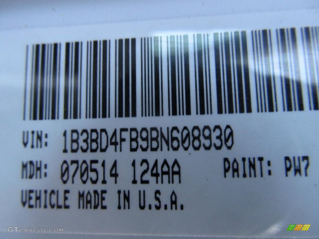 2011 Dodge Avenger Express Color Code Photos