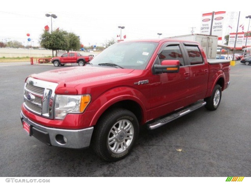 2010 F150 Lariat SuperCrew - Red Candy Metallic / Black photo #3