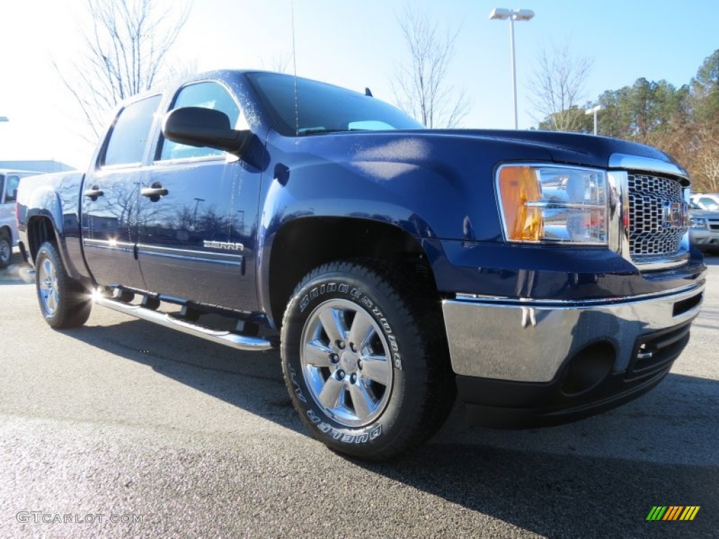 2013 Sierra 1500 SLE Crew Cab 4x4 - Heritage Blue Metallic / Very Dark Cashmere/Light Cashmere photo #1