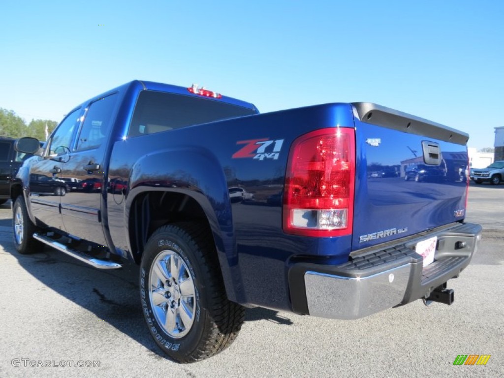 2013 Sierra 1500 SLE Crew Cab 4x4 - Heritage Blue Metallic / Very Dark Cashmere/Light Cashmere photo #5