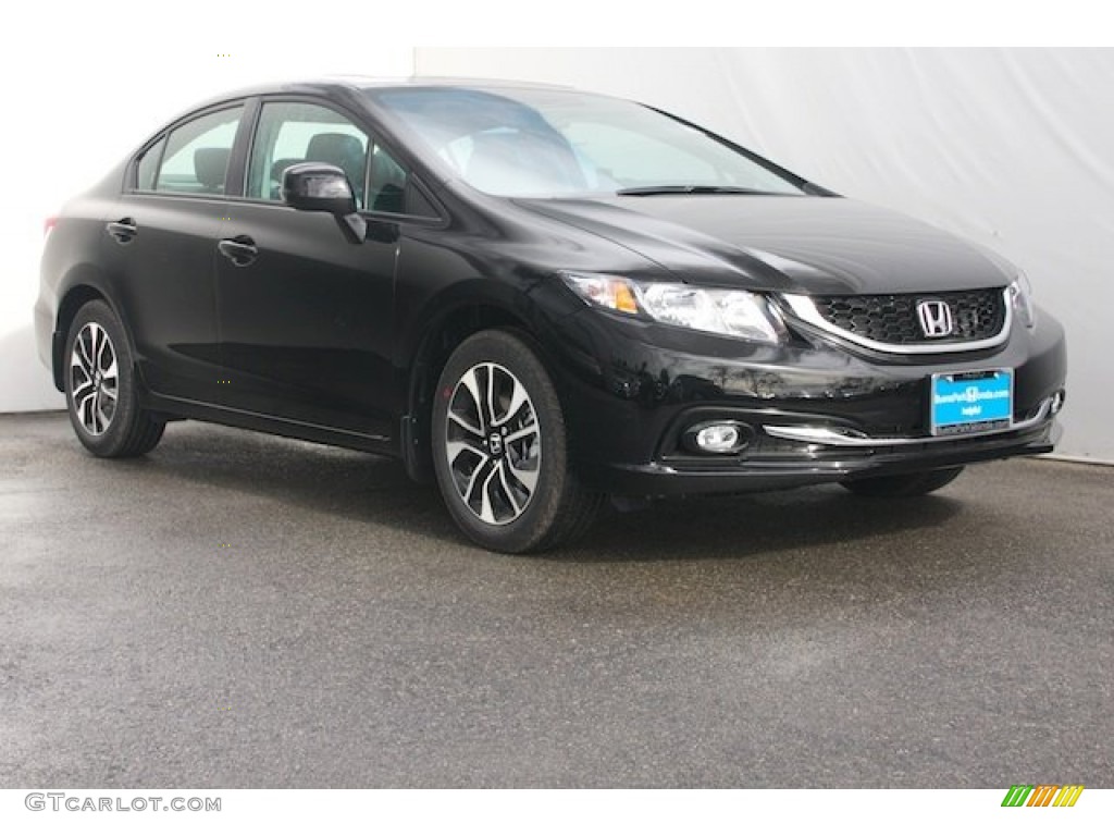 2013 Civic EX-L Sedan - Crystal Black Pearl / Black photo #1