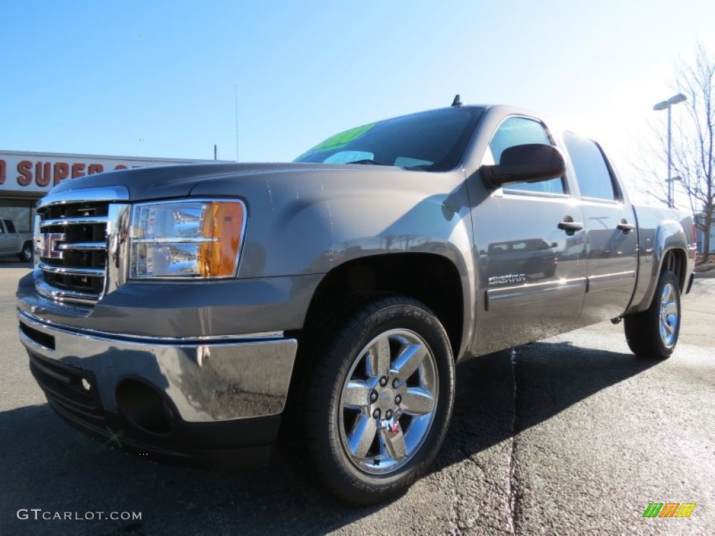2013 Sierra 1500 SLE Crew Cab - Steel Gray Metallic / Ebony photo #3