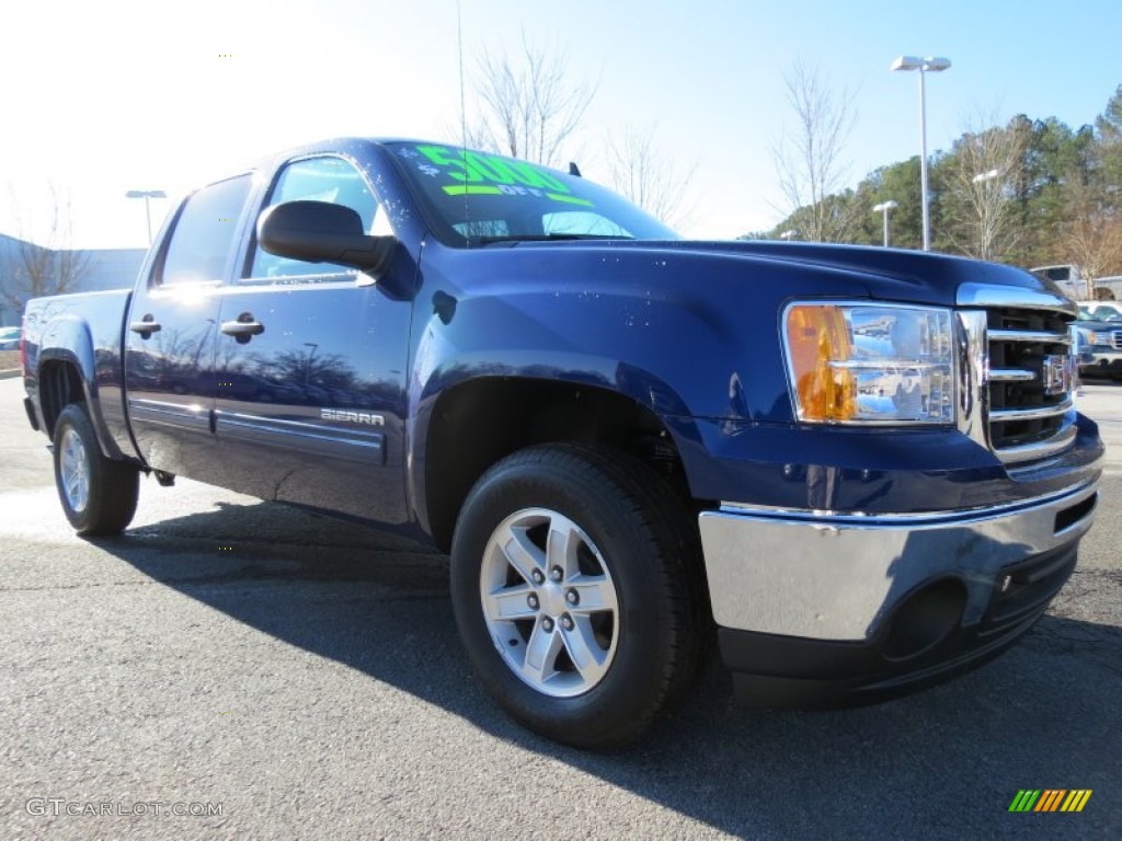 2013 Sierra 1500 SLE Crew Cab - Heritage Blue Metallic / Ebony photo #1