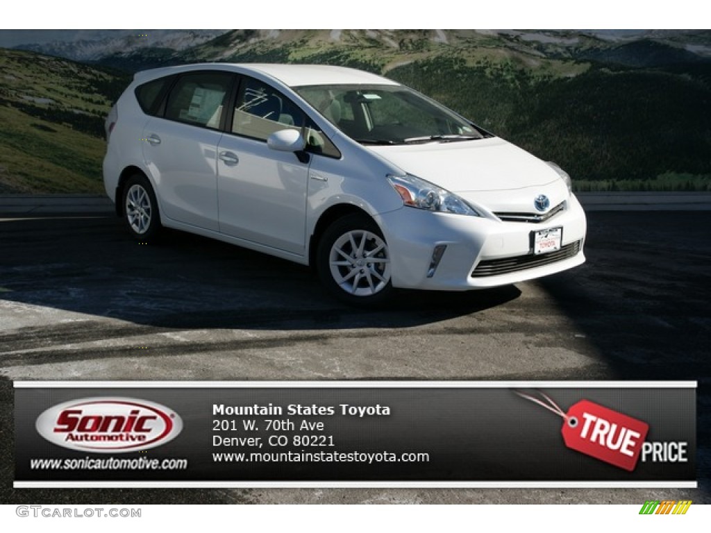 2013 Prius v Three Hybrid - Blizzard White Pearl / Dark Gray photo #1