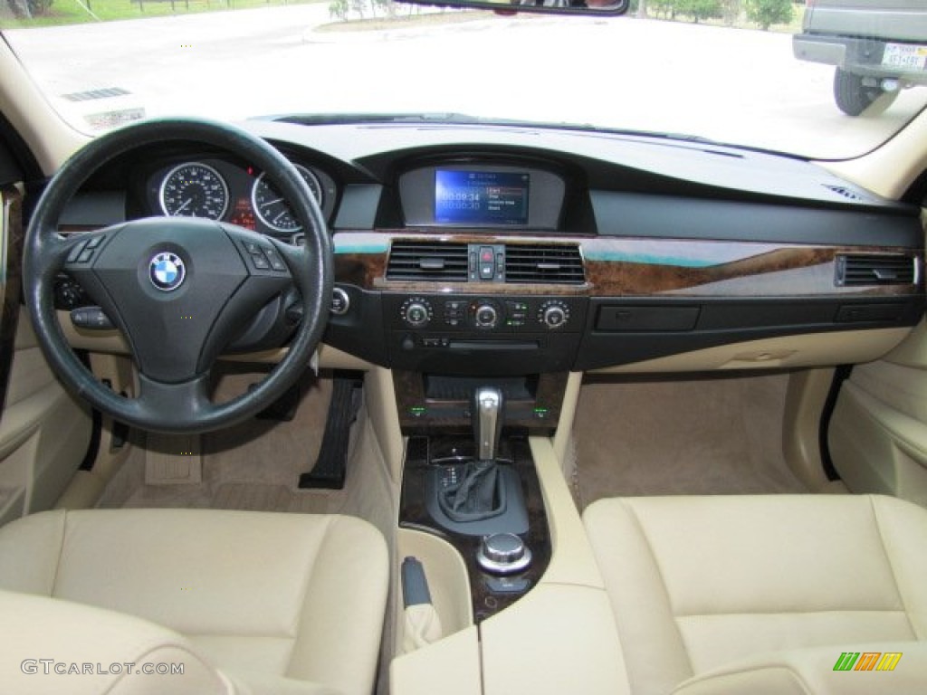 2007 BMW 5 Series 530i Sedan Beige Dashboard Photo #75494678