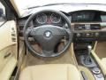 2007 BMW 5 Series Beige Interior Steering Wheel Photo