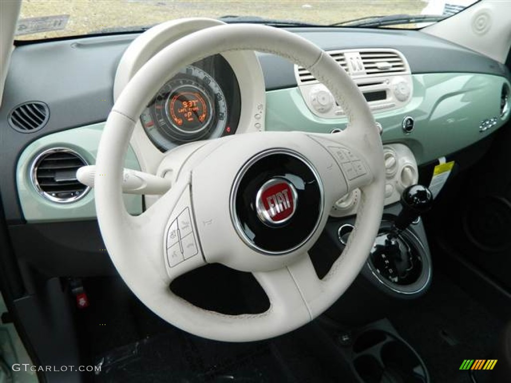 2013 Fiat 500 Pop Grigio/Avorio (Gray/Ivory) Steering Wheel Photo #75496148
