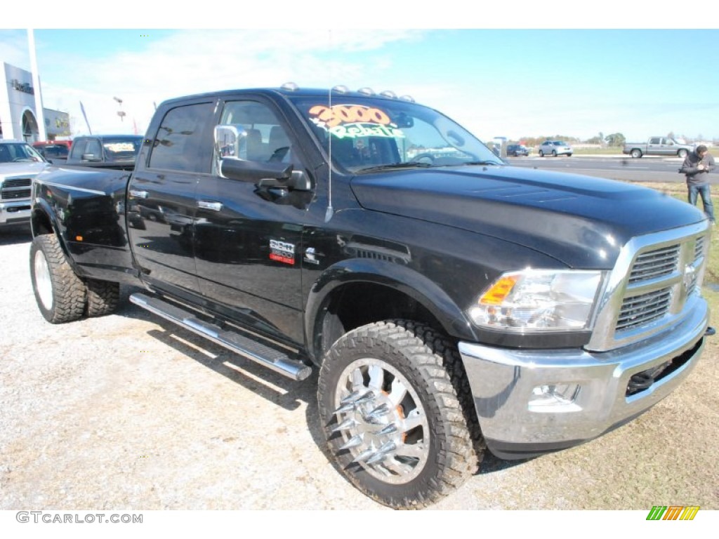 Black 2012 Dodge Ram 3500 HD Laramie Crew Cab 4x4 Dually Exterior Photo #75496360
