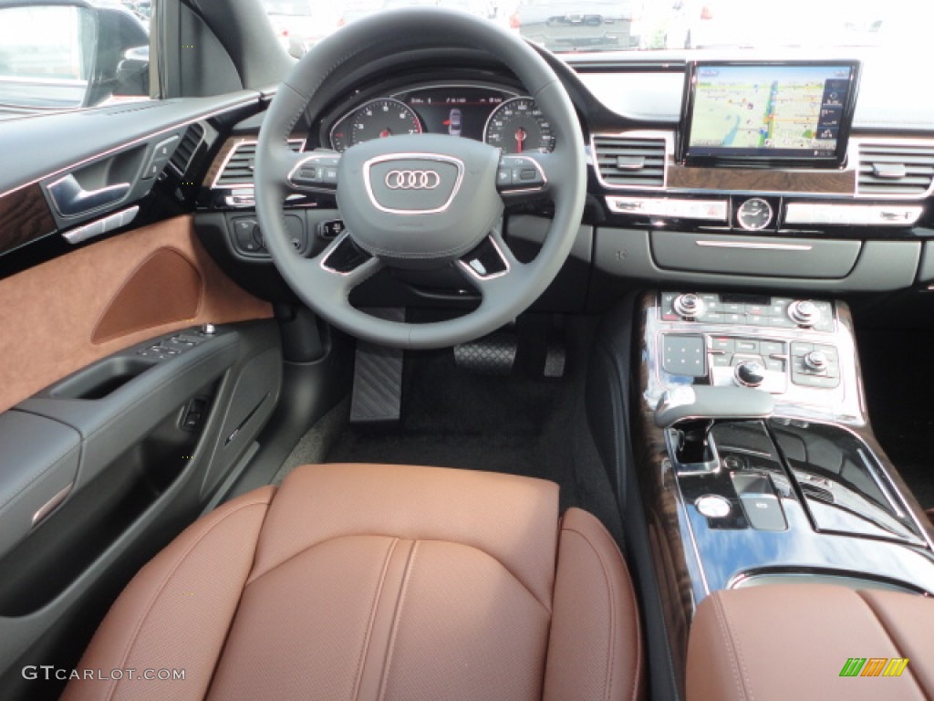 2013 Audi A8 L 3.0T quattro Nougat Brown Dashboard Photo #75497701