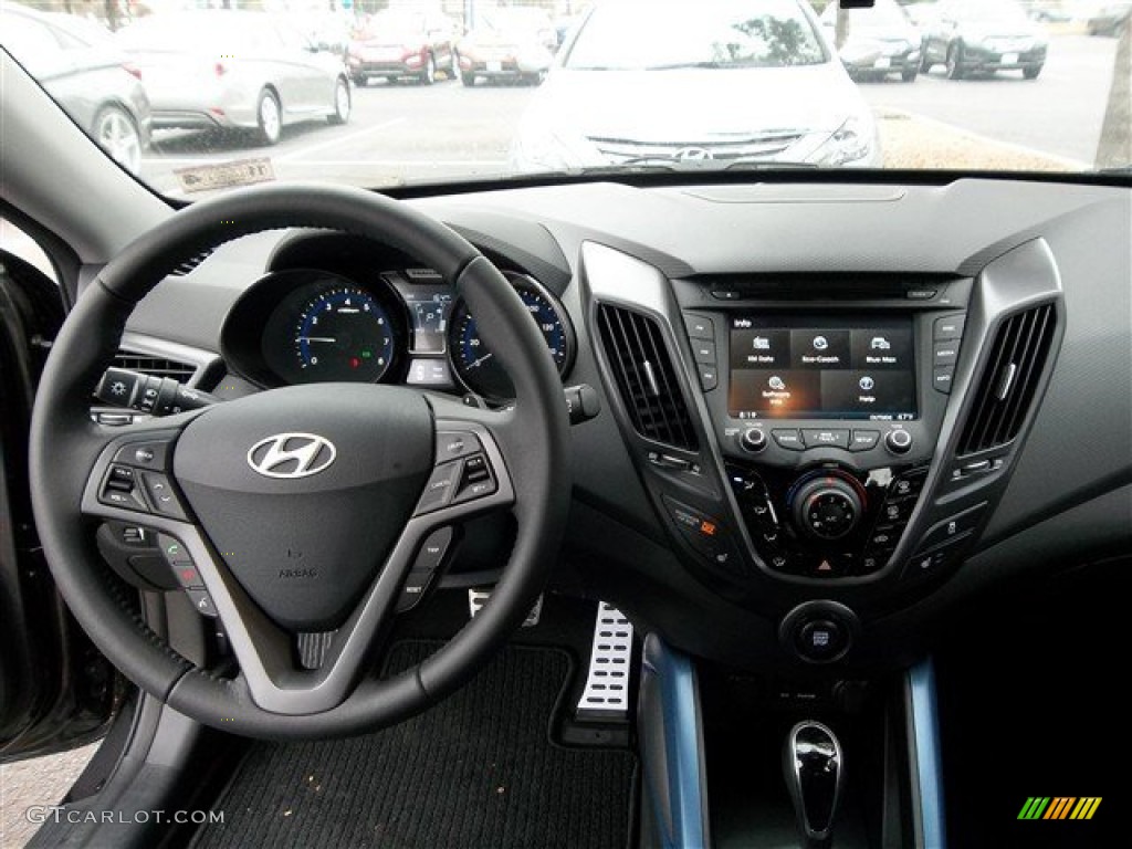 2013 Hyundai Veloster Turbo Blue Dashboard Photo #75498907