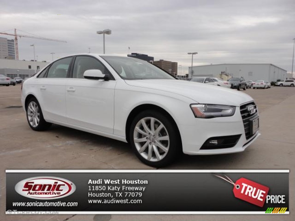 2013 A4 2.0T quattro Sedan - Ibis White / Velvet Beige/Moor Brown photo #1