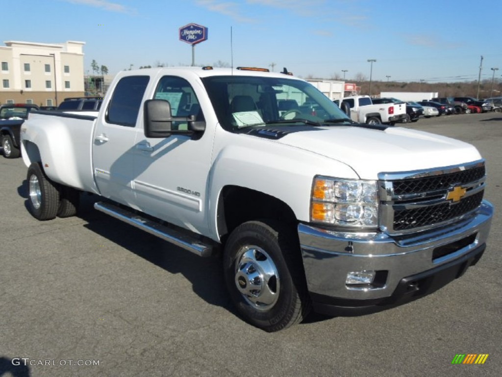 Summit White 2013 Chevrolet Silverado 3500HD LTZ Crew Cab 4x4 Dually Exterior Photo #75504044