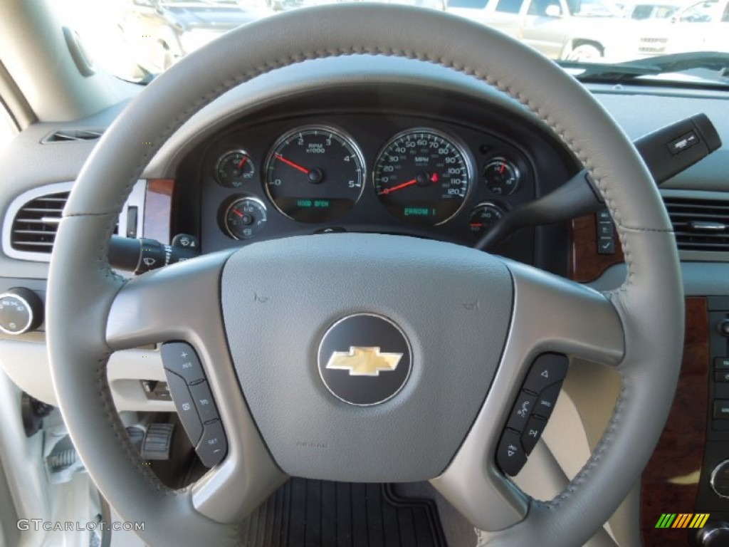 2013 Chevrolet Silverado 3500HD LTZ Crew Cab 4x4 Dually Light Titanium/Dark Titanium Steering Wheel Photo #75504384