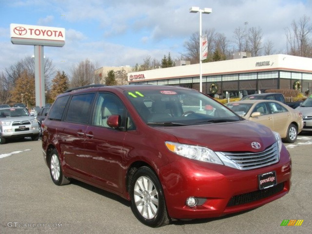 2011 Sienna Limited AWD - Salsa Red Pearl / Bisque photo #1