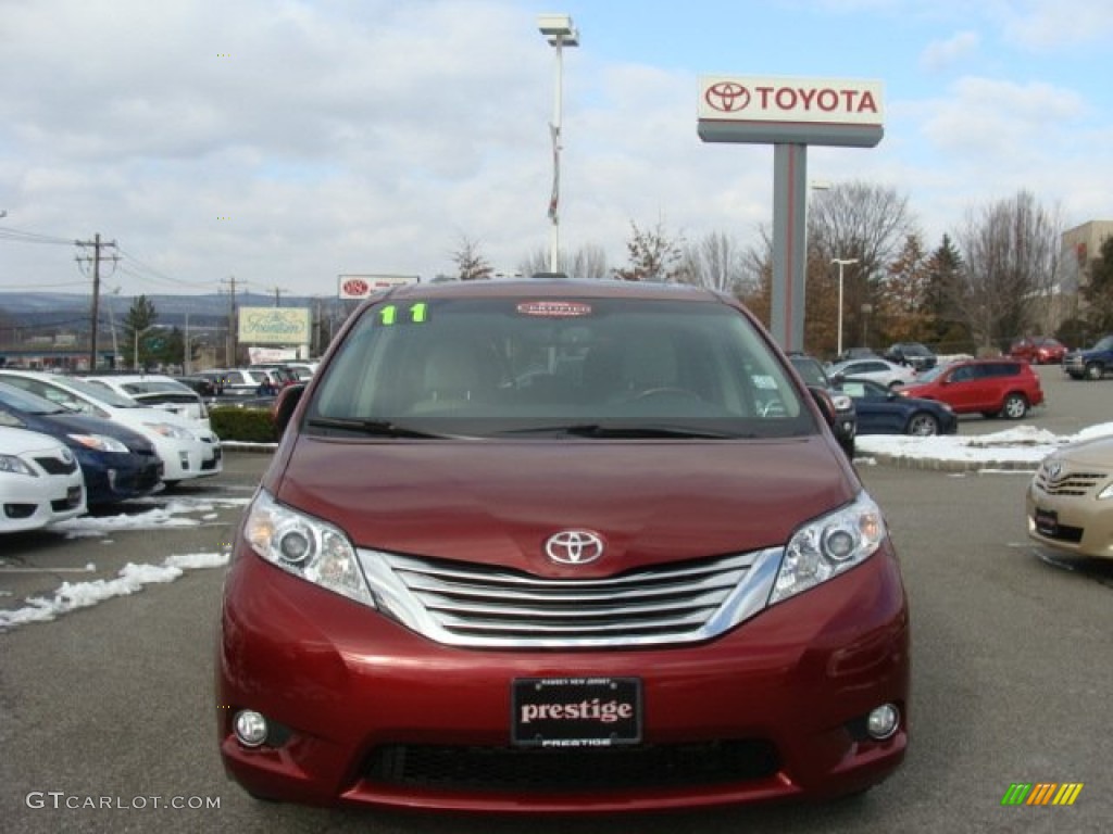 2011 Sienna Limited AWD - Salsa Red Pearl / Bisque photo #2