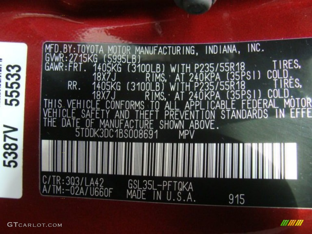 2011 Sienna Limited AWD - Salsa Red Pearl / Bisque photo #15
