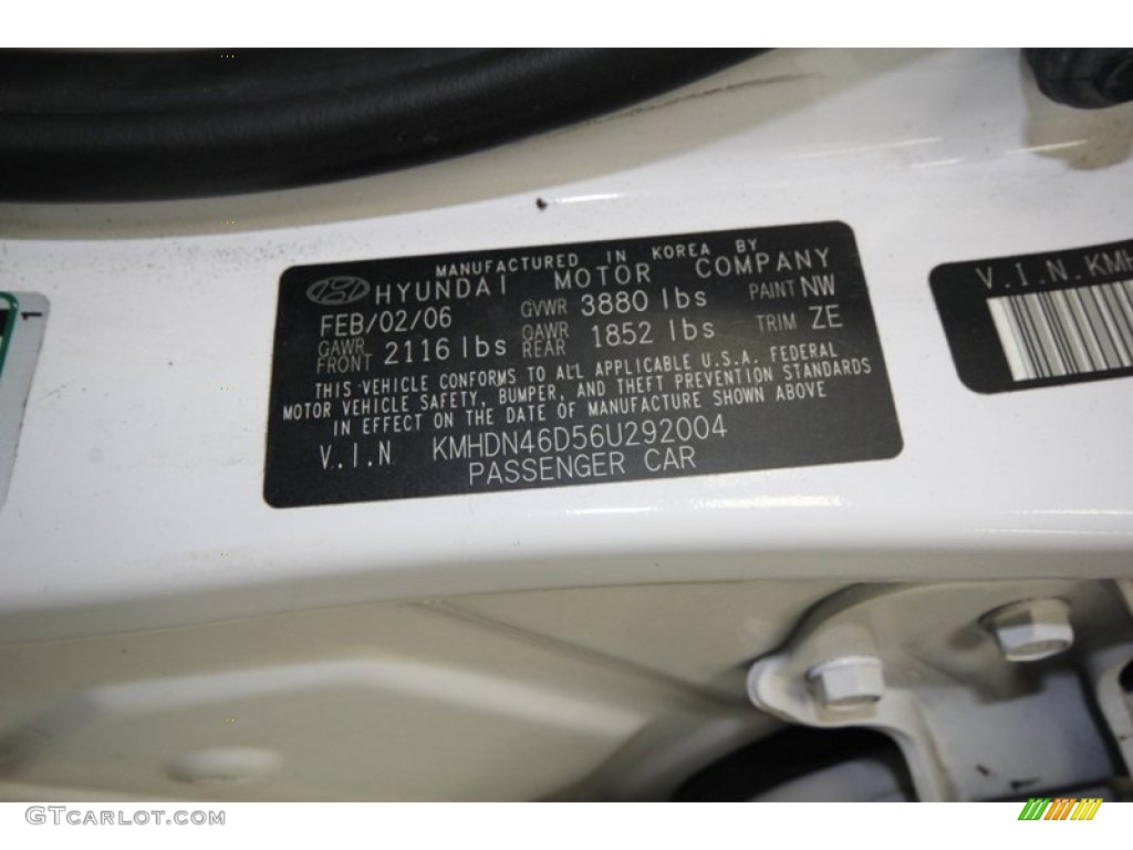 2006 Elantra GLS Sedan - Nordic White / Gray photo #10