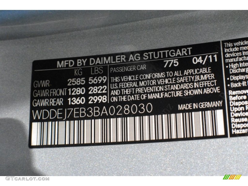 2011 CL Color Code 775 for Iridium Silver Metallic Photo #75513374