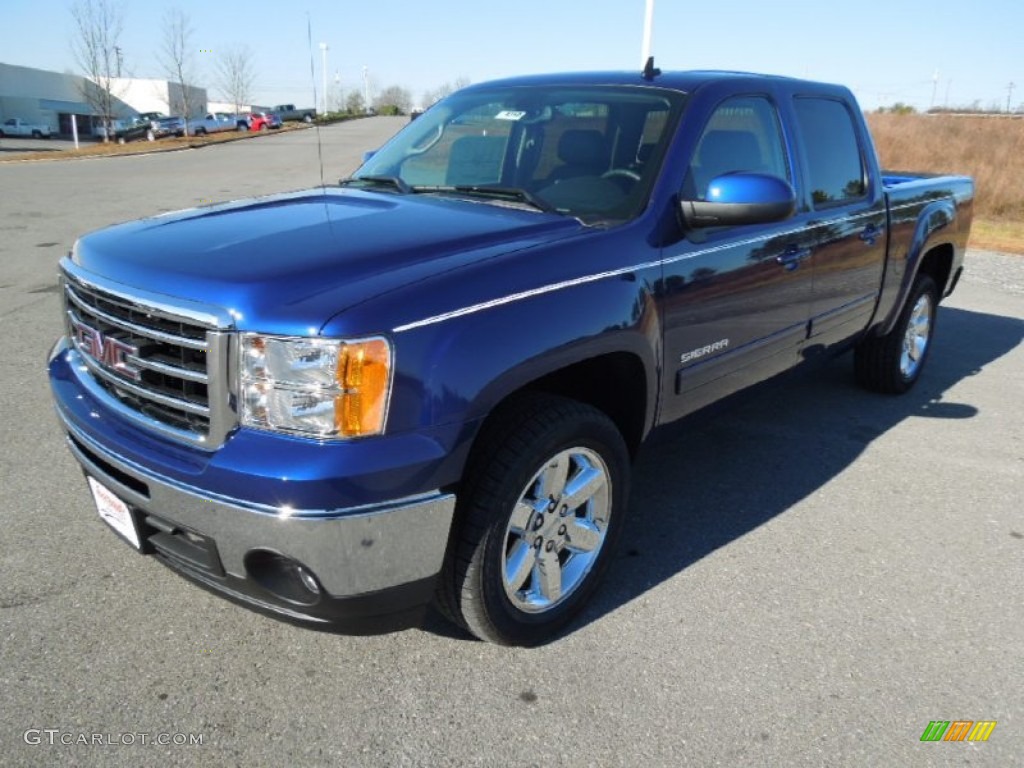 2013 Sierra 1500 SLT Crew Cab - Heritage Blue Metallic / Ebony photo #1