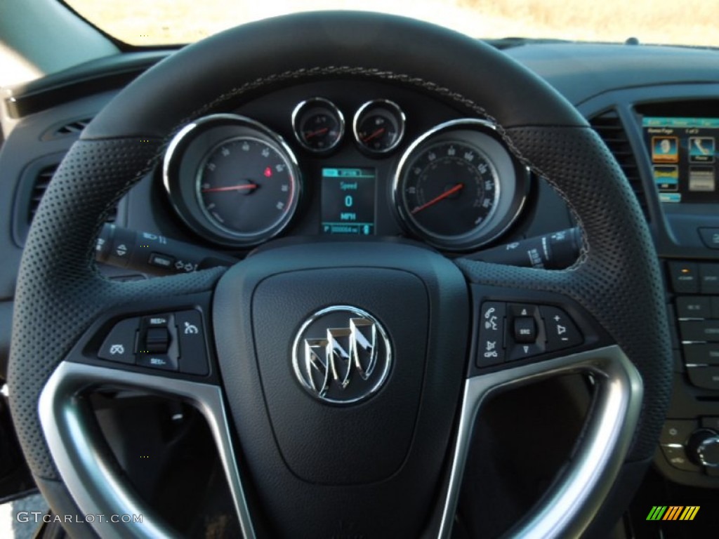 2013 Buick Regal GS Ebony Steering Wheel Photo #75518209