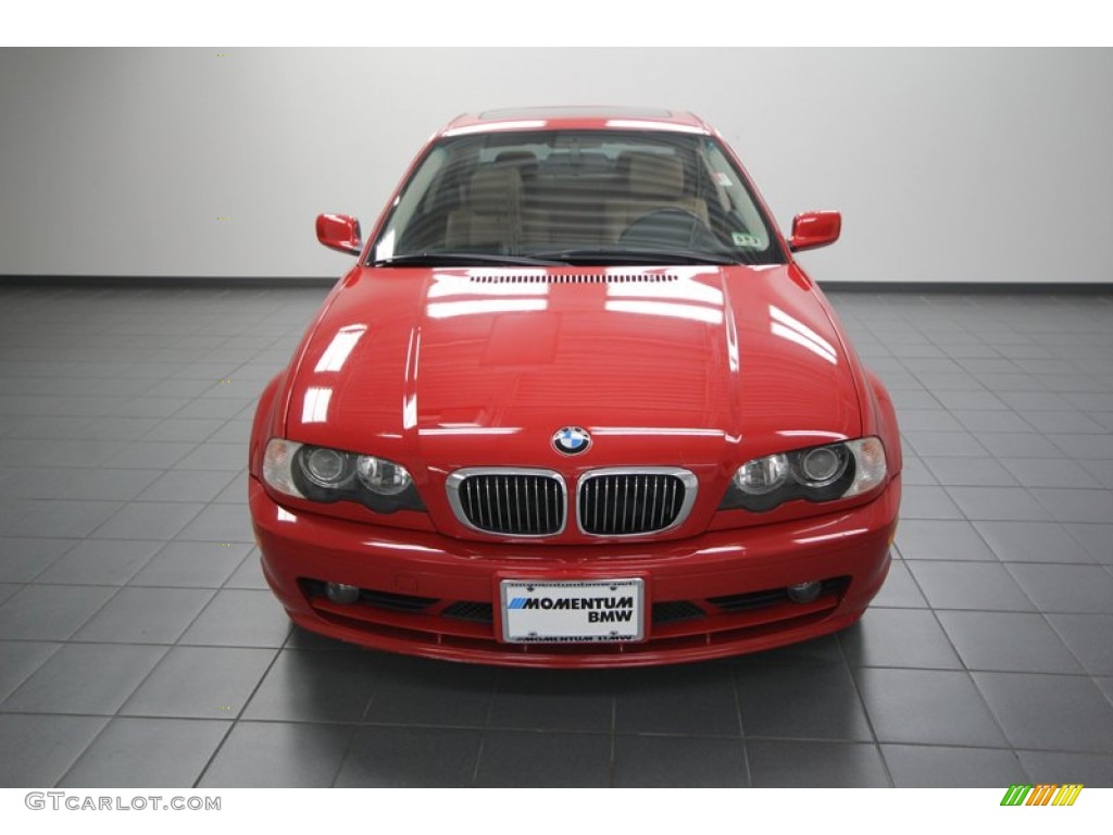 2002 3 Series 325i Coupe - Electric Red / Natural Brown photo #6