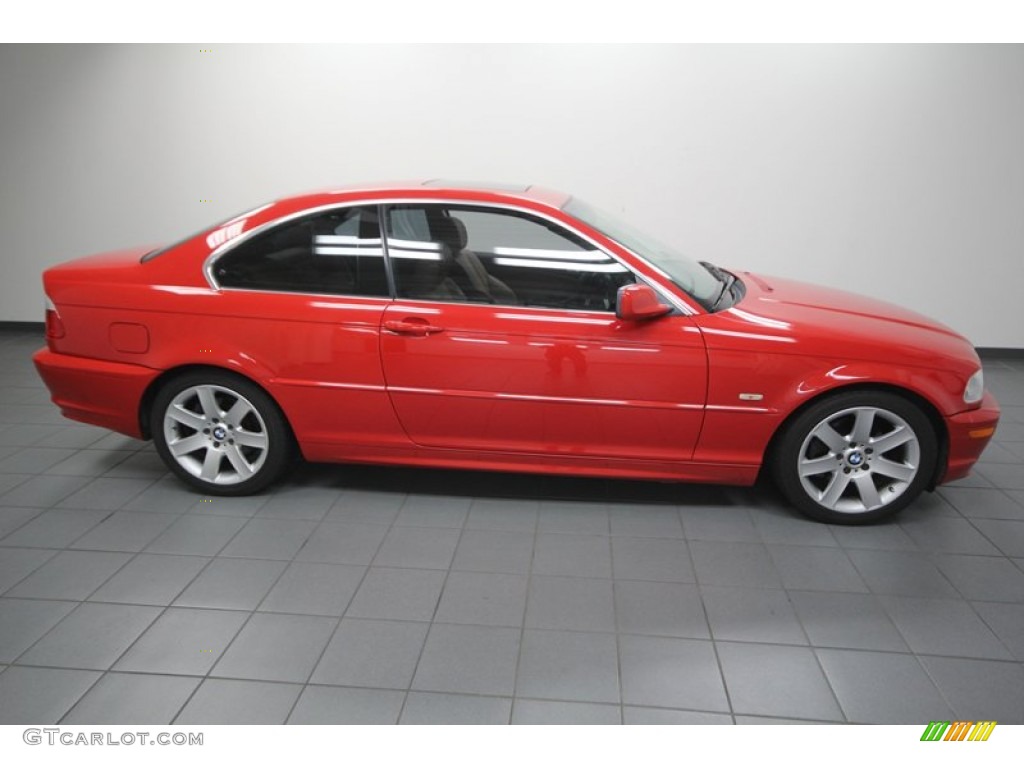 2002 3 Series 325i Coupe - Electric Red / Natural Brown photo #7