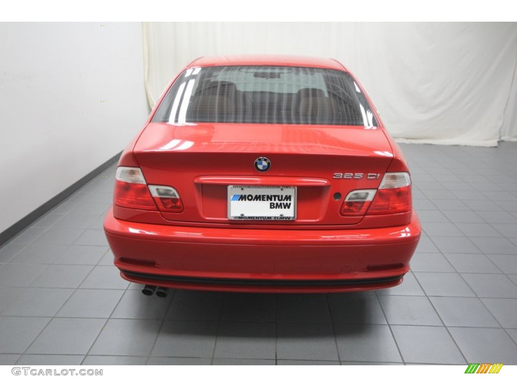 2002 3 Series 325i Coupe - Electric Red / Natural Brown photo #12
