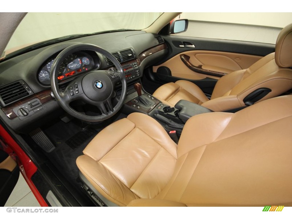 2002 3 Series 325i Coupe - Electric Red / Natural Brown photo #13