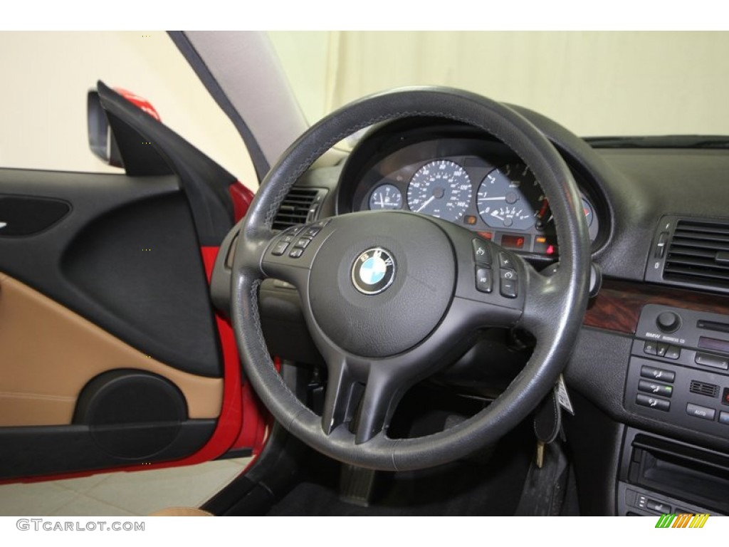 2002 BMW 3 Series 325i Coupe Natural Brown Steering Wheel Photo #75518603