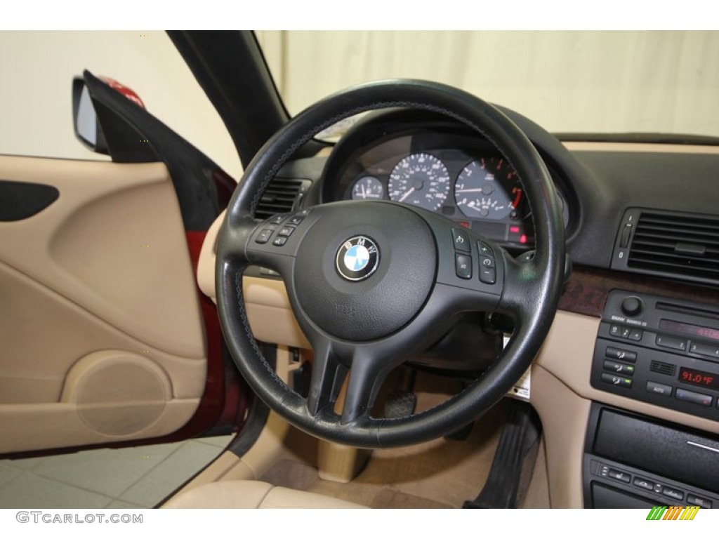 2001 BMW 3 Series 325i Convertible Beige Steering Wheel Photo #75519351