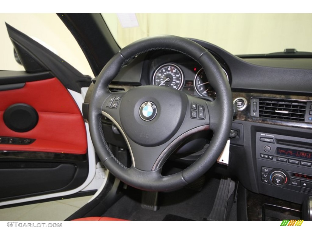2008 BMW 3 Series 328i Convertible Coral Red/Black Steering Wheel Photo #75519551