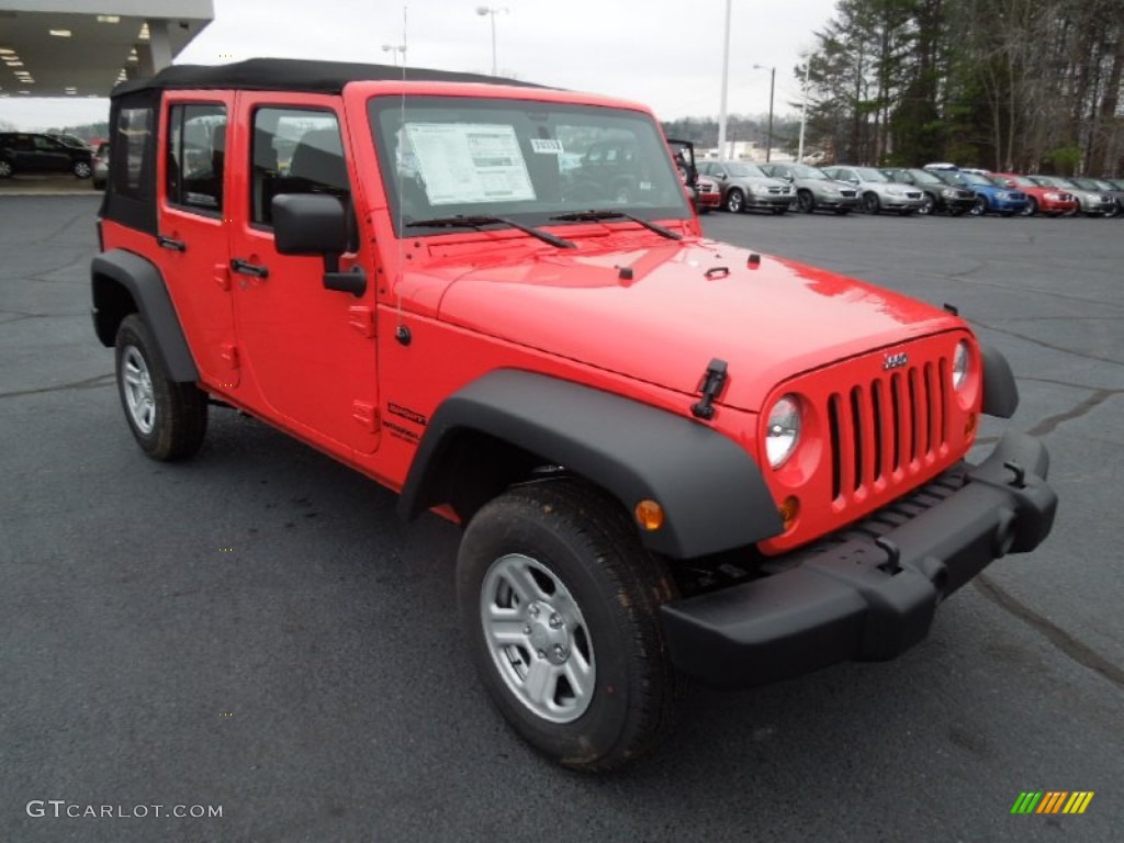 2013 Wrangler Unlimited Sport 4x4 - Rock Lobster Red / Black photo #1