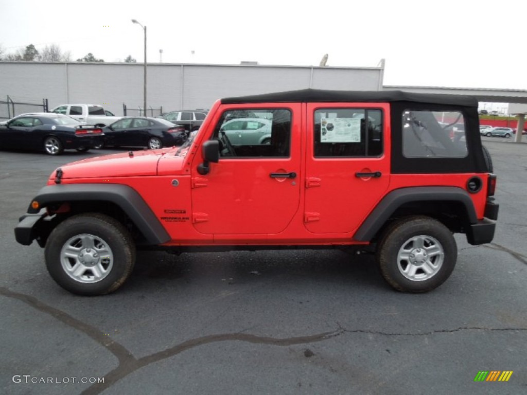 Rock Lobster Red 2013 Jeep Wrangler Unlimited Sport 4x4 Exterior Photo #75520004