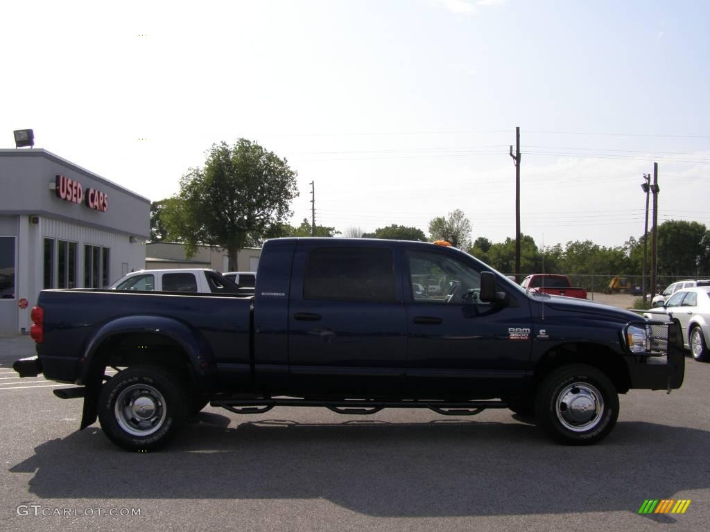 2007 Ram 3500 Laramie Mega Cab 4x4 Dually - Patriot Blue Pearl / Khaki photo #2