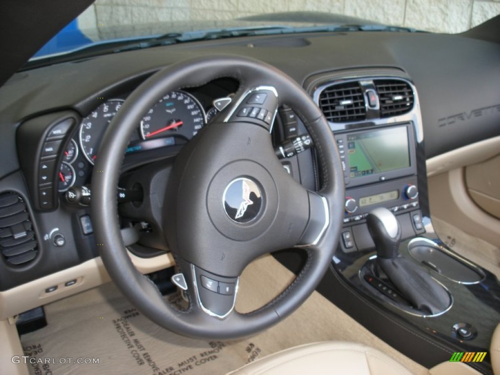 2012 Chevrolet Corvette Convertible Cashmere Steering Wheel Photo #75532176
