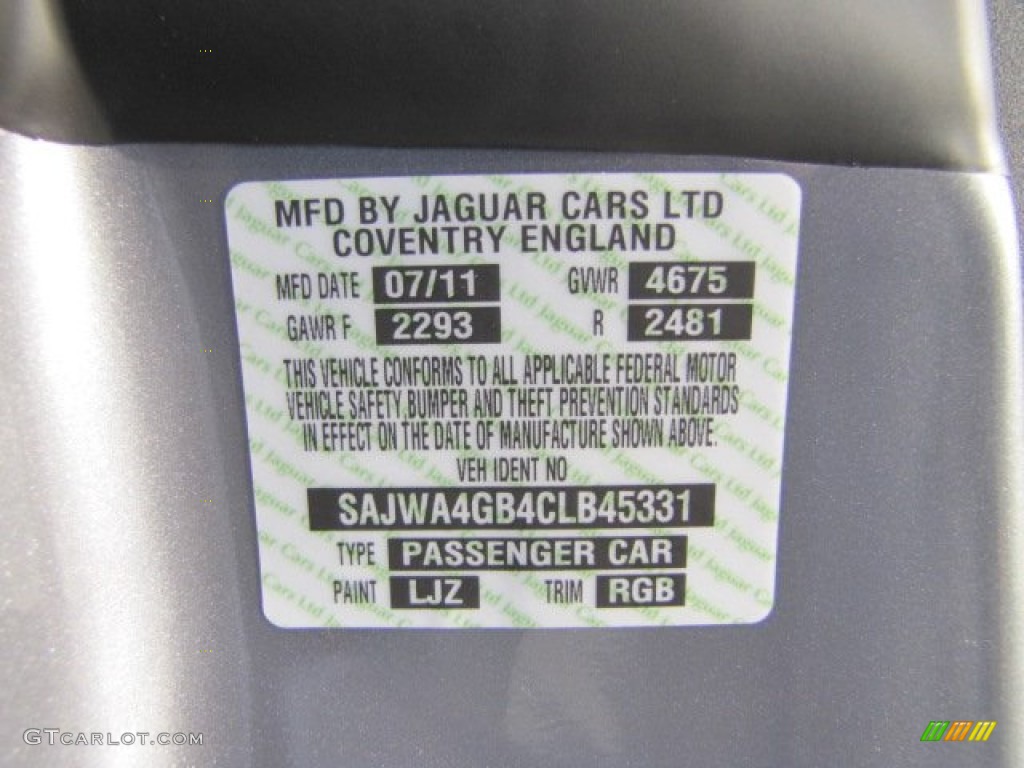 2012 XK Color Code LJZ for Lunar Grey Metallic Photo #75532641