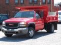 Fire Red - Sierra 3500 Regular Cab 4x4 Dually Chassis Dump Truck Photo No. 1