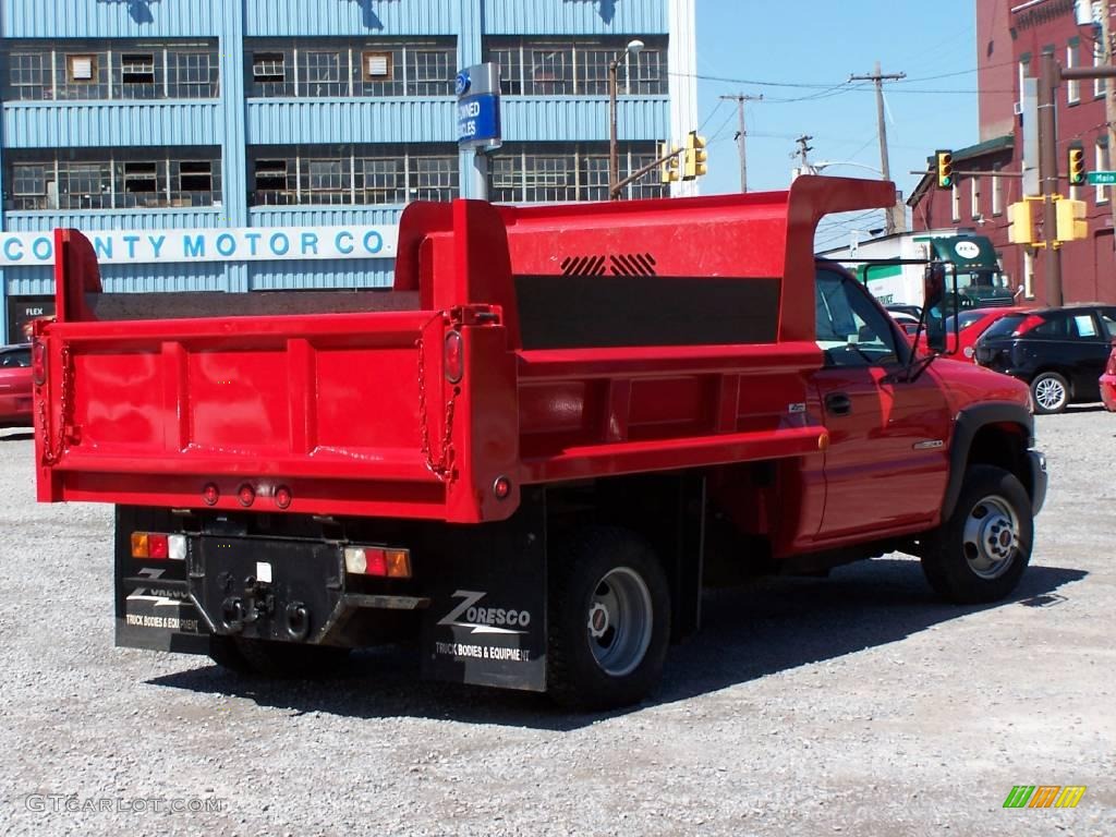 2005 Sierra 3500 Regular Cab 4x4 Dually Chassis Dump Truck - Fire Red / Dark Pewter photo #3