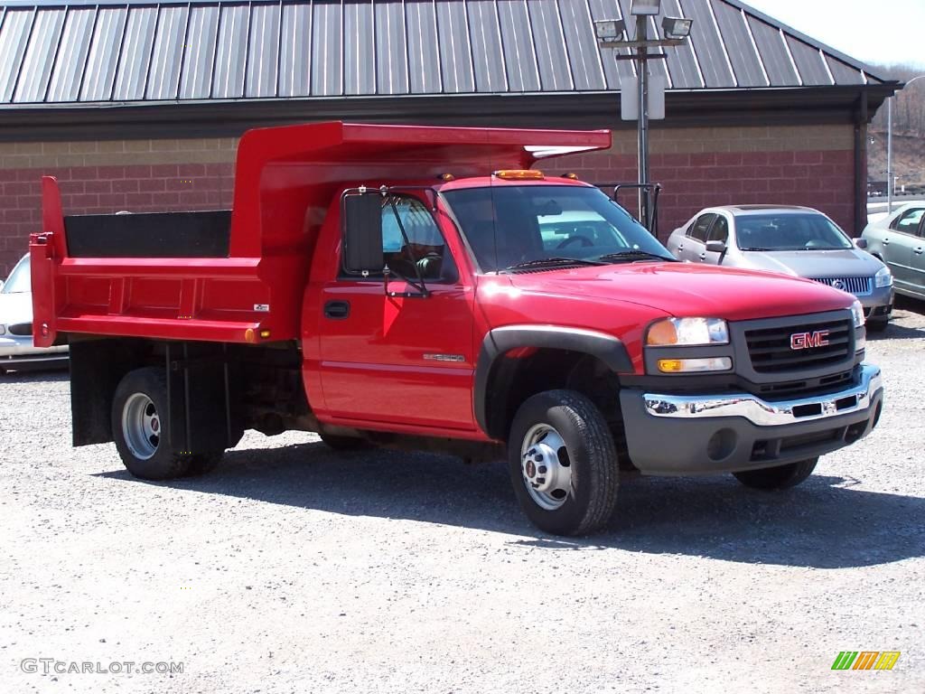 2005 Sierra 3500 Regular Cab 4x4 Dually Chassis Dump Truck - Fire Red / Dark Pewter photo #4