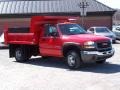 Fire Red - Sierra 3500 Regular Cab 4x4 Dually Chassis Dump Truck Photo No. 4