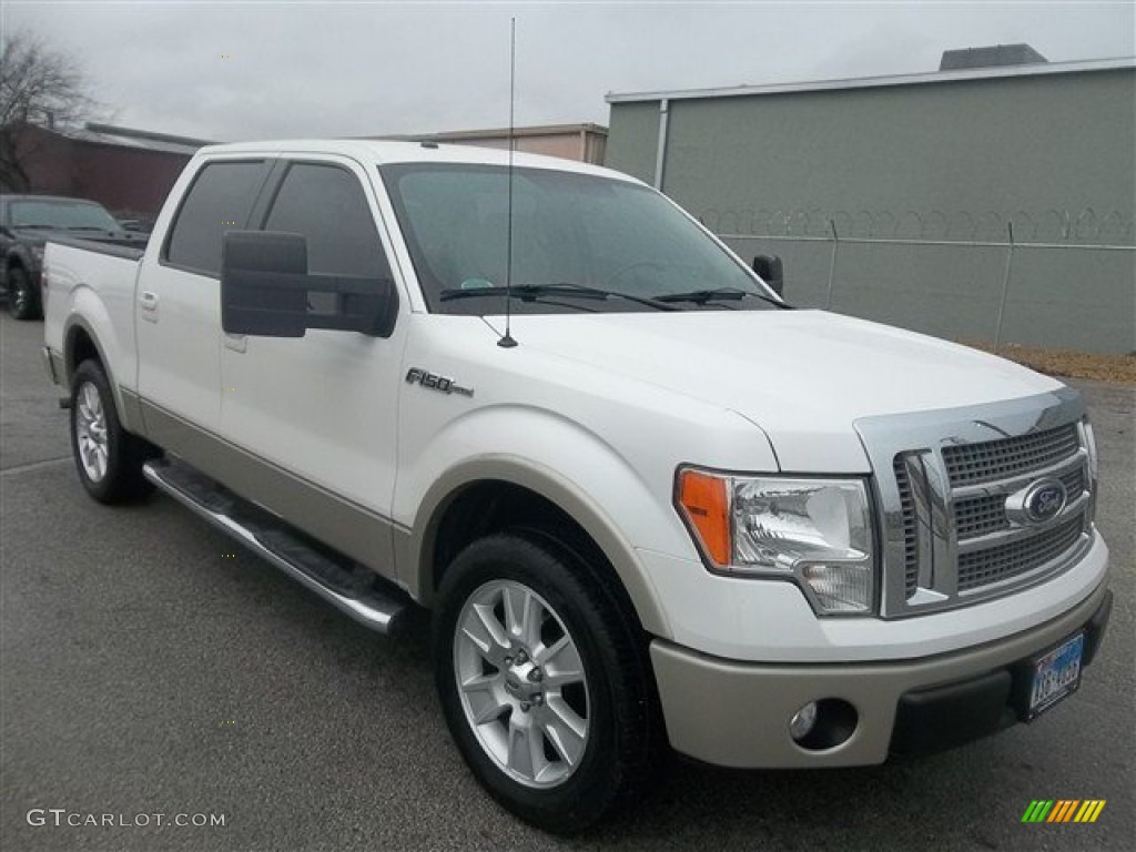 2010 F150 Lariat SuperCrew - White Platinum Metallic Tri Coat / Tan photo #1