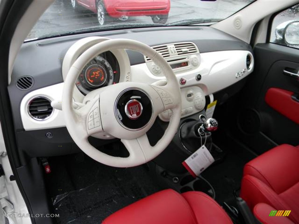 Rosso/Avorio (Red/Ivory) Interior 2013 Fiat 500 c cabrio Lounge Photo #75541461