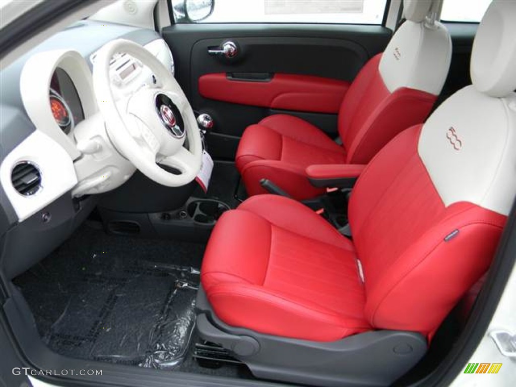 Rosso/Avorio (Red/Ivory) Interior 2013 Fiat 500 c cabrio Lounge Photo #75541467