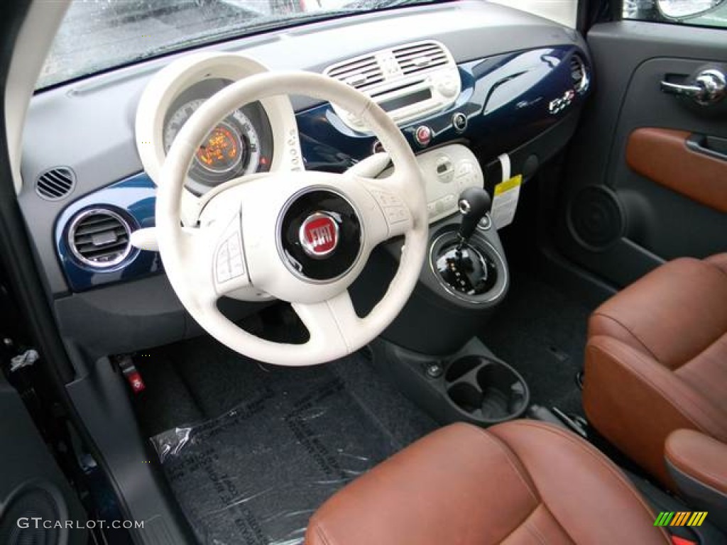 Marrone/Avorio (Brown/Ivory) Interior 2013 Fiat 500 c cabrio Lounge Photo #75541542