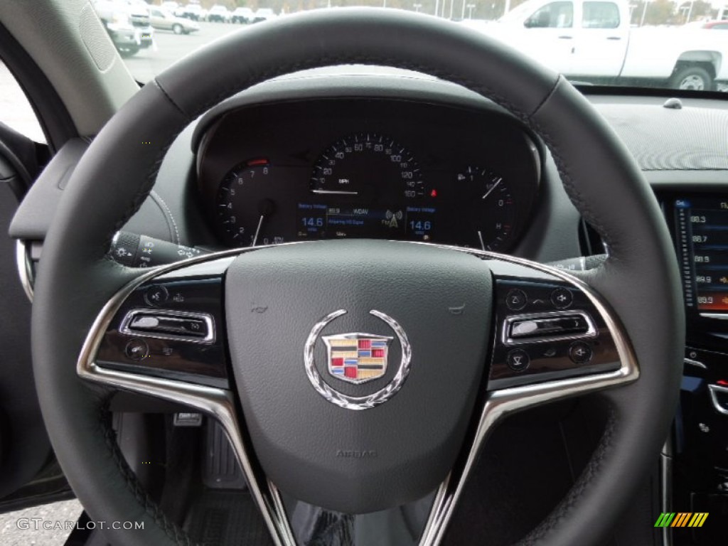 2013 Cadillac ATS 2.5L Jet Black/Jet Black Accents Steering Wheel Photo #75541860