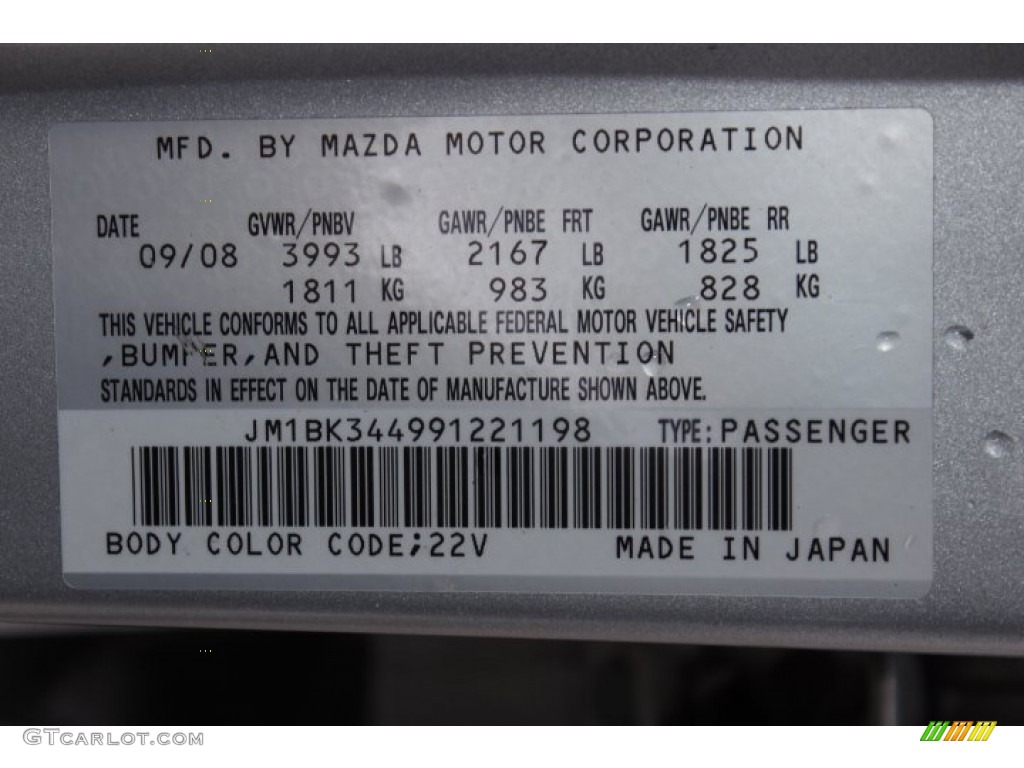 2009 Mazda MAZDA3 s Touring Hatchback Color Code Photos
