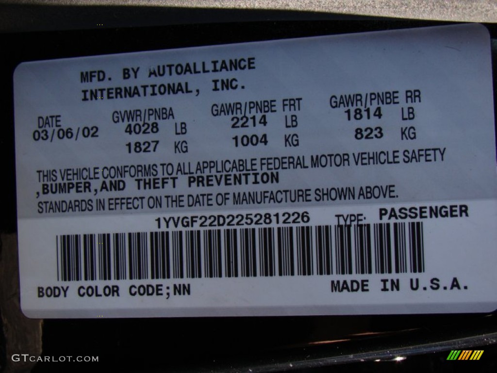 2002 626 LX V6 - Black Onyx / Gray photo #22