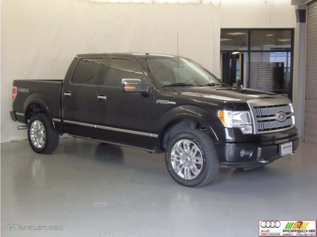 2010 F150 Platinum SuperCrew 4x4 - Tuxedo Black / Medium Stone Leather/Sienna Brown photo #3