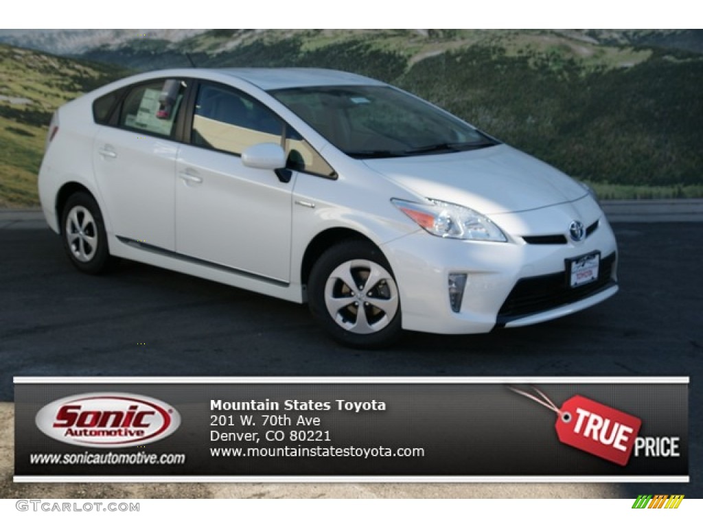 2013 Prius Two Hybrid - Blizzard White Pearl / Bisque photo #1