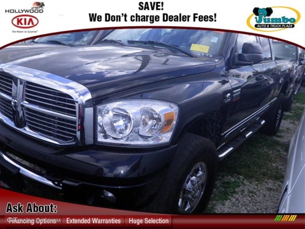 2007 Ram 3500 Laramie Quad Cab 4x4 - Brilliant Black Crystal Pearl / Medium Slate Gray photo #1